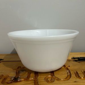 Vintage Federal White Milk Glass Oven Ware Mixing Bowl Double Band F Shield